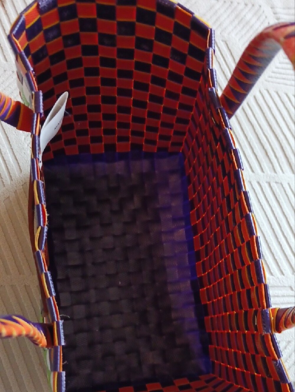 Marni Orange Multicolor Woven Tote with Butterfly Motif - Picture 5 of 5